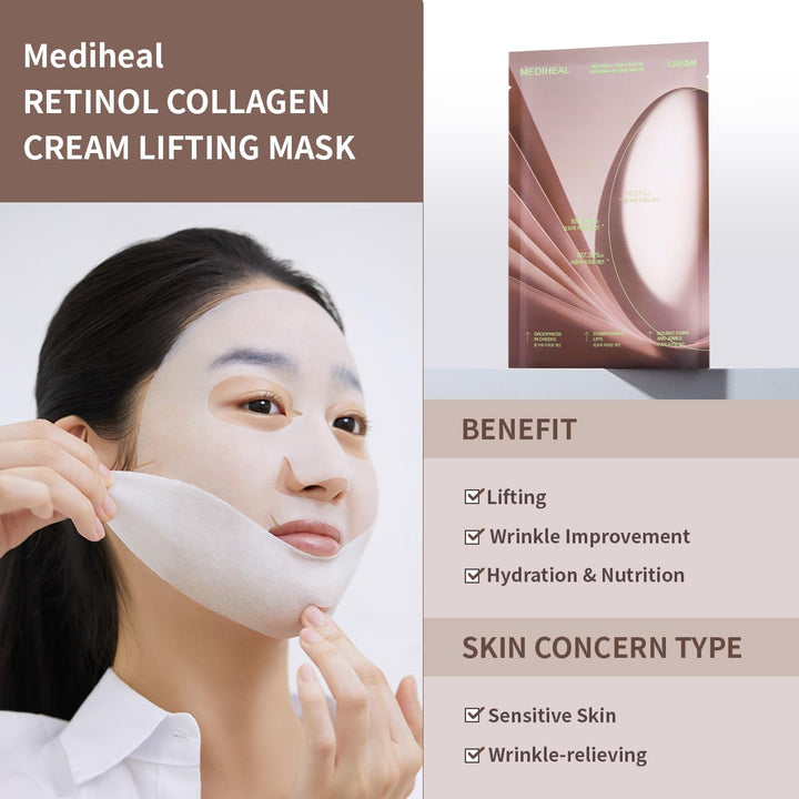 Retinol Collagen Cream Lifting Mask (10 Counts)