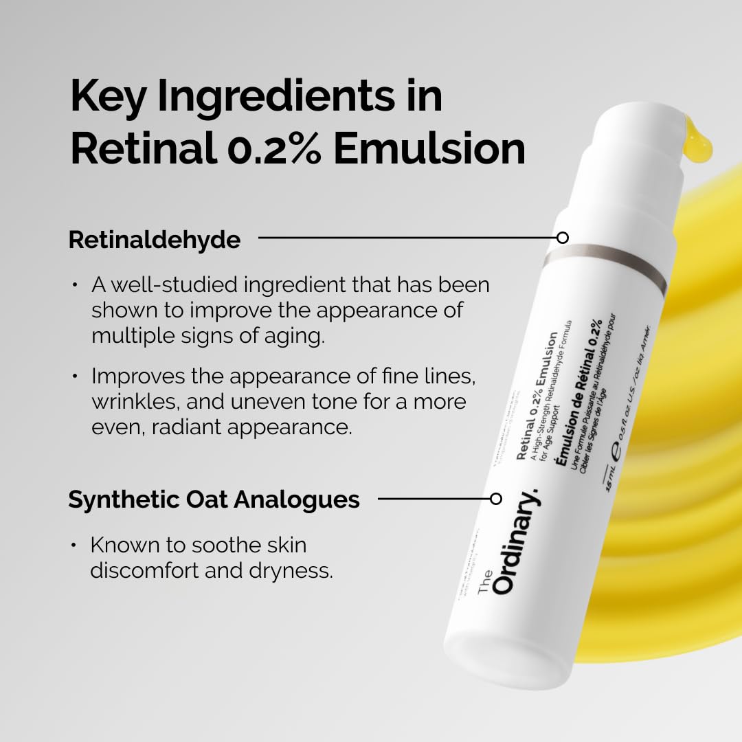 Retinal 0.2% Emulsion, High-Strength Retinoid Serum for Advanced Anti-Aging Support, 0.5 Fl Oz