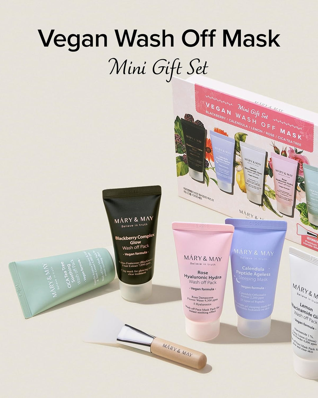 Vegan Wash Off Mask Mini Gift Set 5 Pack