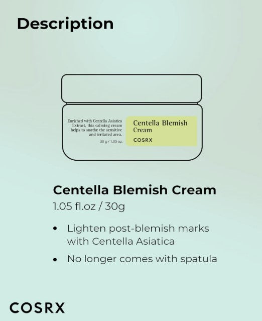 Centella Blemish Cream, 1.05 fl.oz / 30g