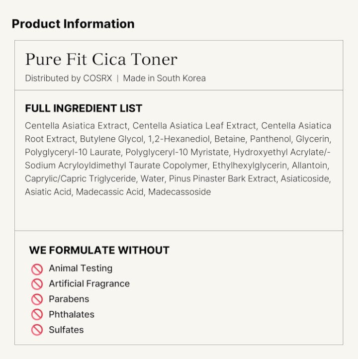 Pure Fit CICA Toner 150ml