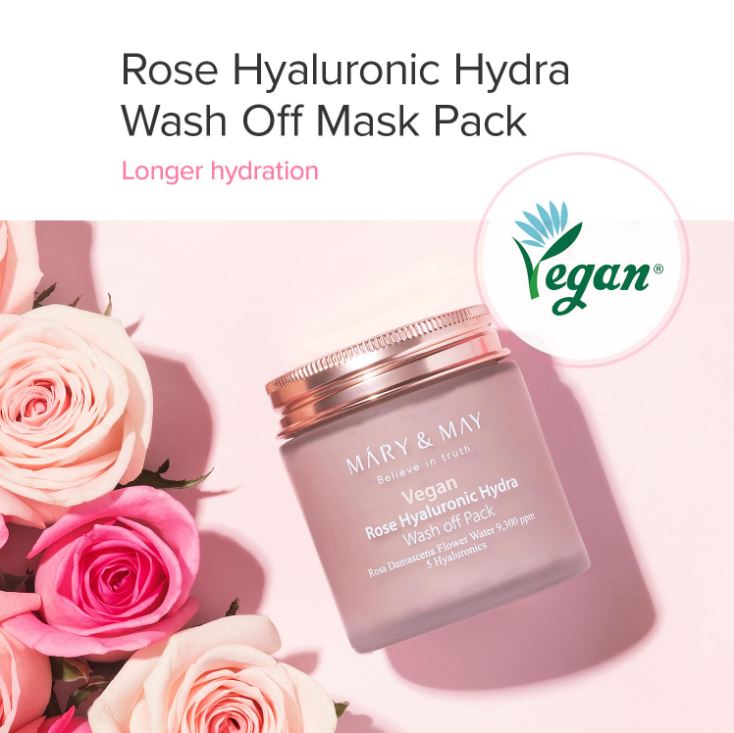 Vegan Rose Hyaluronic Hydra Wash Off Mask 125g