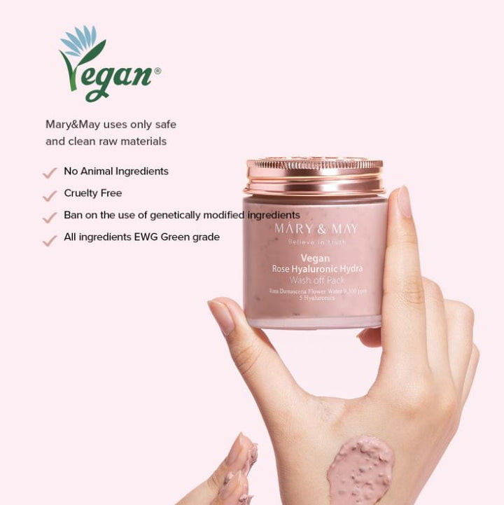 Vegan Rose Hyaluronic Hydra Wash Off Mask 125g